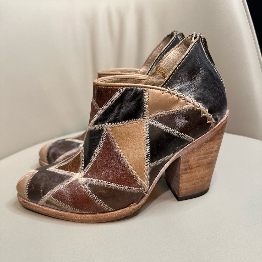 Freebird Multicolor Patchwork Ankle Boots size 8